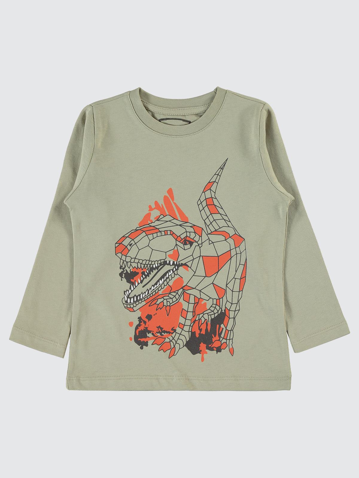 Civil Erkek Çocuk Geometrik Dino Baskılı Sweatshirt | Süprem Uzun Kol | Okul Kreş ve Günlük Kullanım - Gri