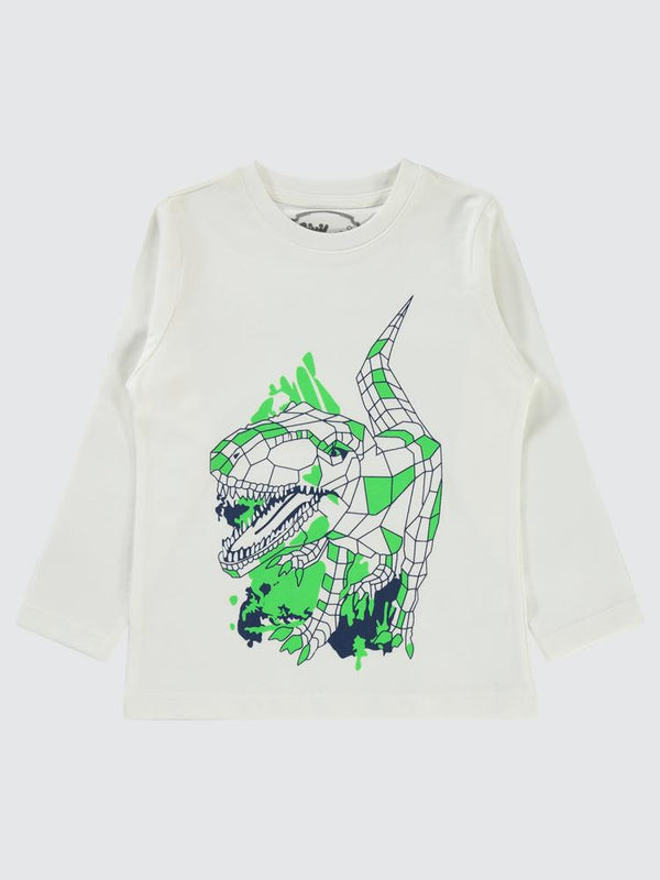 Civil Boys Geometrik Dino Baskılı 2-5 Yaş Sweatshirt - Ekru