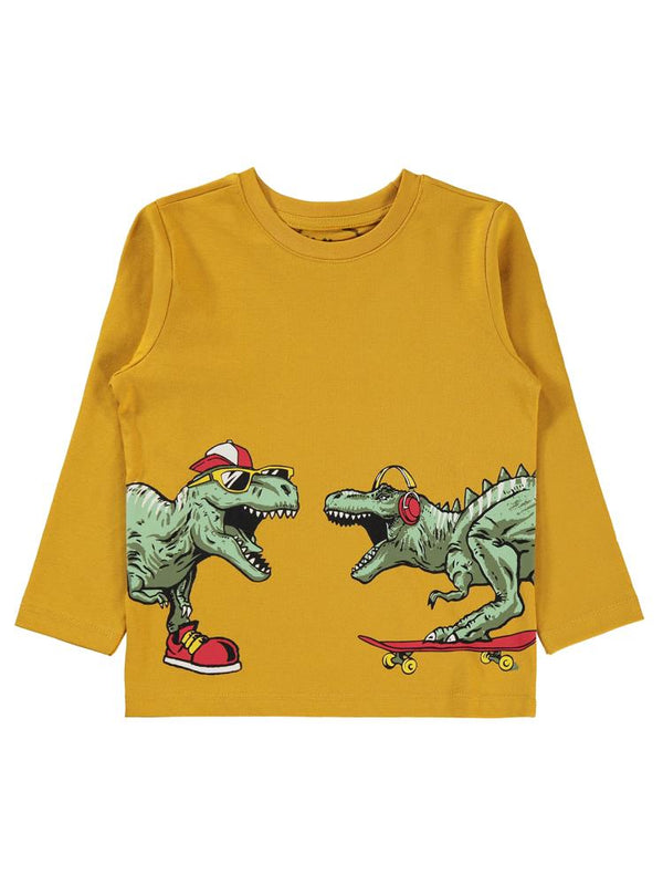 Civil Boys Dino Baskılı 2-5 Yaş Sweatshirt - Hardal