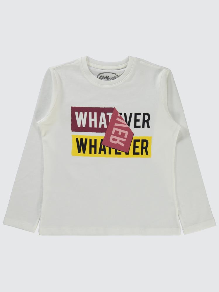 Civil Boys Whatever Baskılı 6-9 Yaş Sweatshirt - Ekru