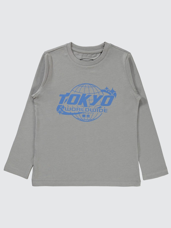 Civil Boys Tokyo Baskılı 6-9 Yaş Sweatshirt - Gri