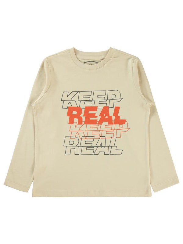 Civil Boys Keep Real Baskılı 6-9 Yaş Sweatshirt - Bej