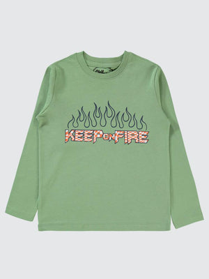 Civil Boys Keep On Fire Baskılı 6-9 Yaş Sweatshirt - Haki