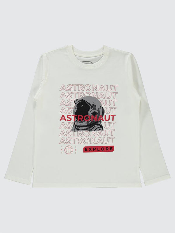 Civil Boys Astronaut Baskılı 10-13 Yaş Sweatshirt - Ekru