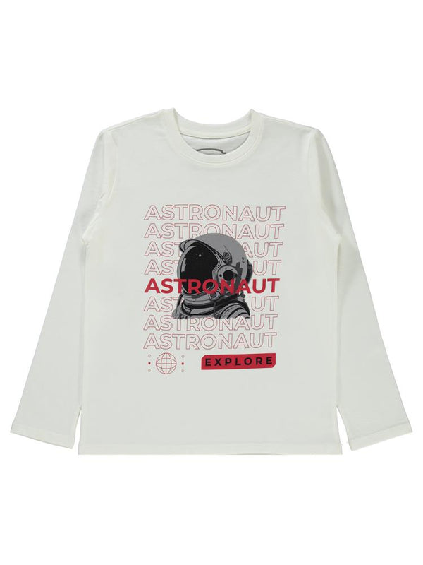 Civil Boys Astronaut Baskılı 10-13 Yaş Sweatshirt - Ekru