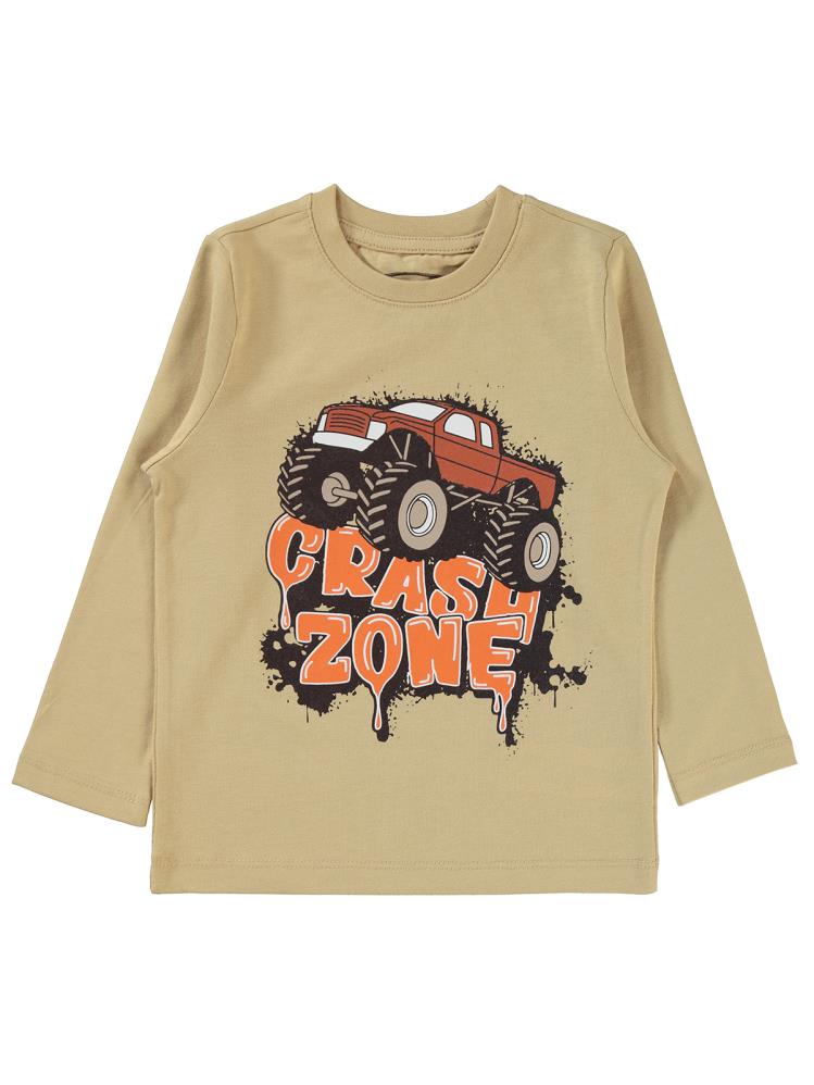 Civil Boys Crash Zone Baskılı 2-5 Yaş Sweatshirt - Bej