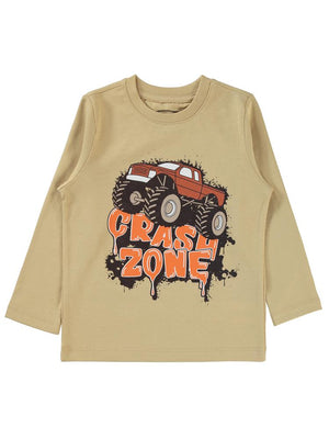 Civil Boys Crash Zone Baskılı 2-5 Yaş Sweatshirt - Bej