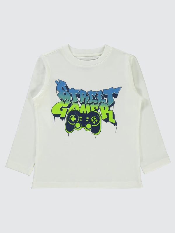 Civil Boys Street Gamer Baskılı 2-5 Yaş Sweatshirt - Ekru
