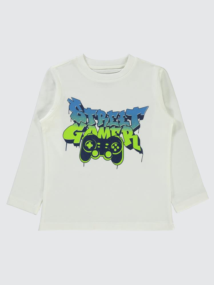 Civil Boys Street Gamer Baskılı 2-5 Yaş Sweatshirt - Ekru