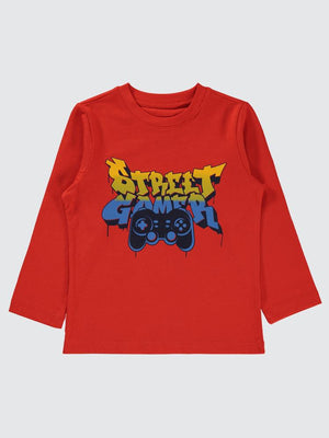 Civil Boys Street Gamer Baskılı 2-5 Yaş Sweatshirt - Kırmızı