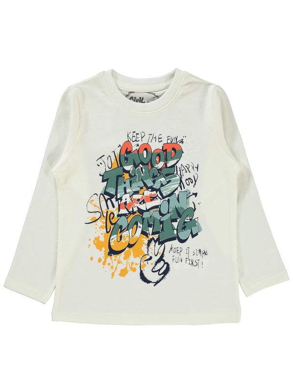 Civil Boys Good Things Baskılı 2-5 Yaş Sweatshirt - Ekru