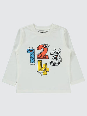 Civil Boys 1-2-3-4 Soccer Baskılı 2-5 Yaş Sweatshirt - Ekru