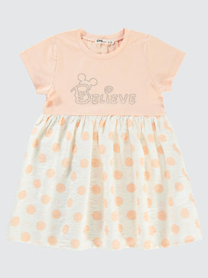 Civil Girls Puanlı 2-5 Yaş Elbise - Pudra