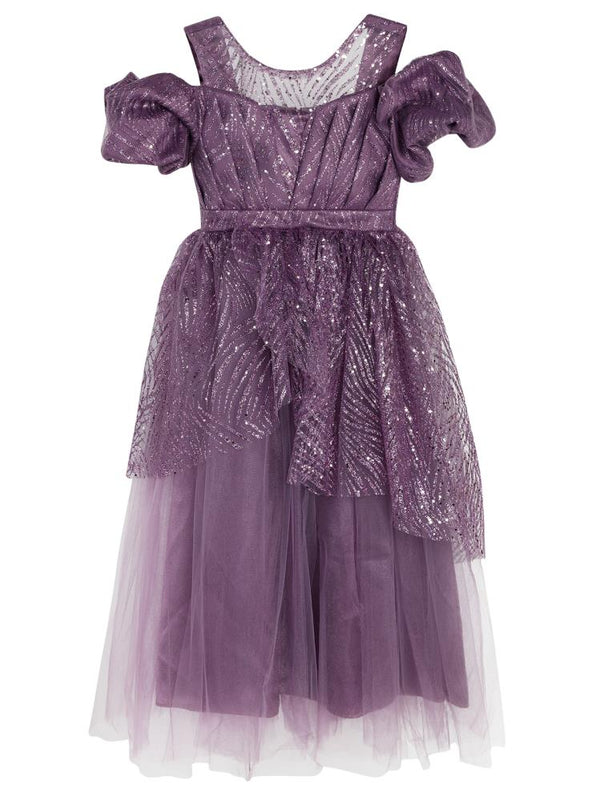 Civil Girls Simli 6-14 Yaş Abiye - Lila