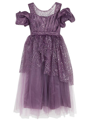 Civil Girls Simli 6-14 Yaş Abiye - Lila