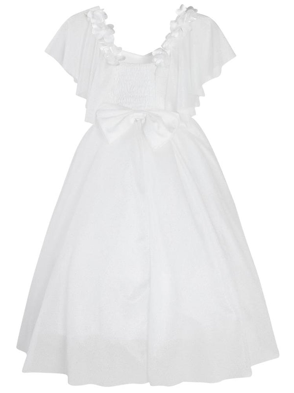 Civil Girls Omzu Çiçekli Tarlatanlı 2-5 Yaş Abiye - Bej