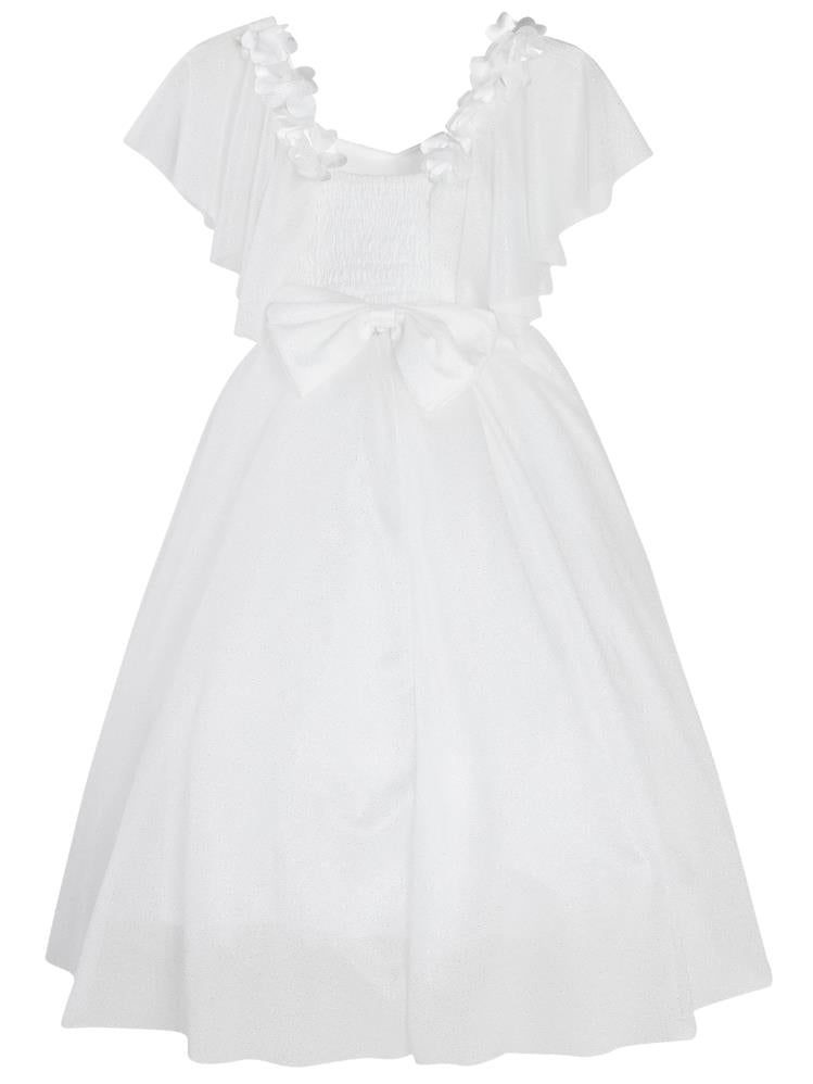 Civil Girls Omzu Çiçekli Tarlatanlı 2-5 Yaş Abiye - Bej