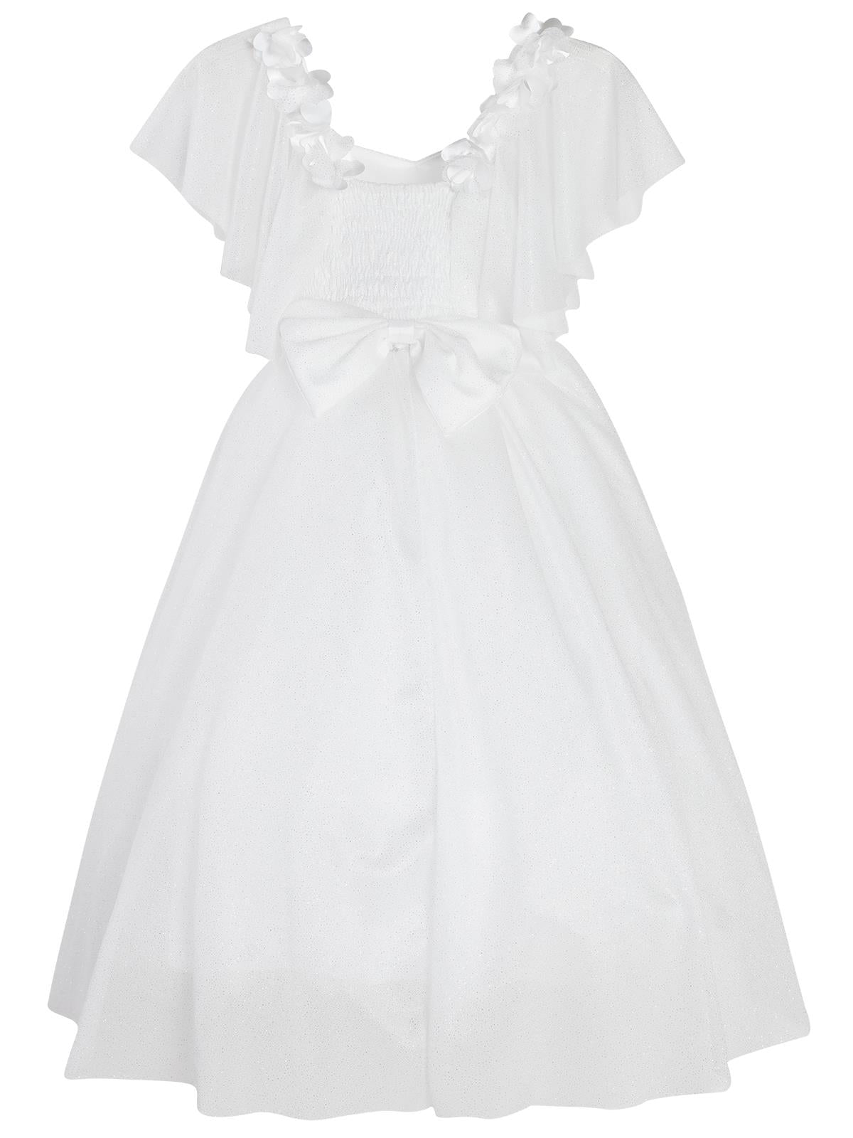 Civil Girls Omzu Çiçekli Tarlatanlı 2-5 Yaş Abiye - Bej