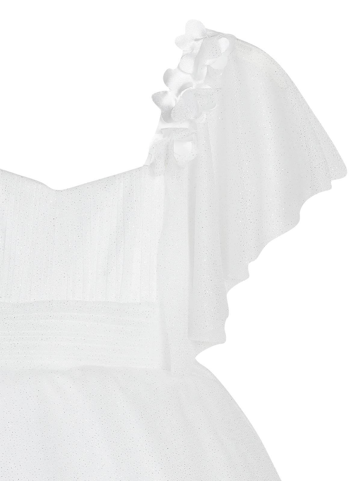 Civil Girls Omzu Çiçekli Tarlatanlı 2-5 Yaş Abiye - Bej