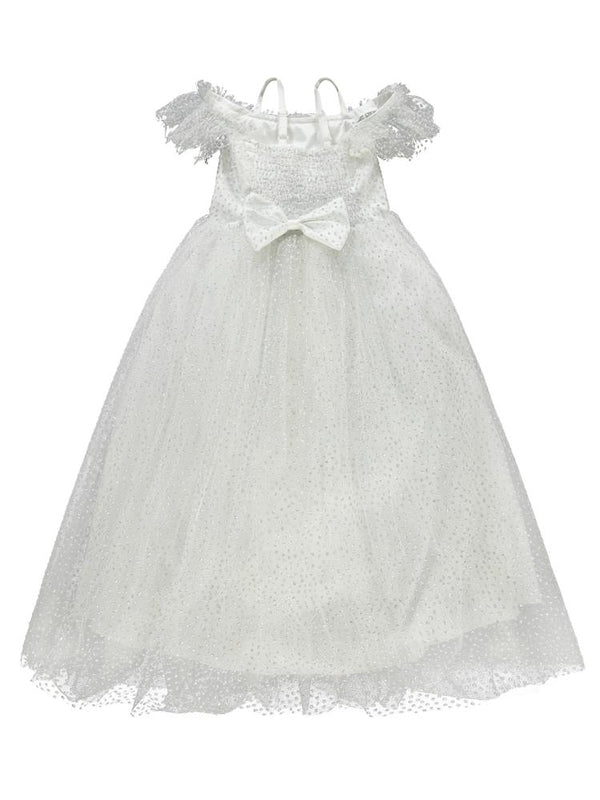 Civil Girls Çiçek Aksesuarlı 6-9 Yaş Abiye - Bej