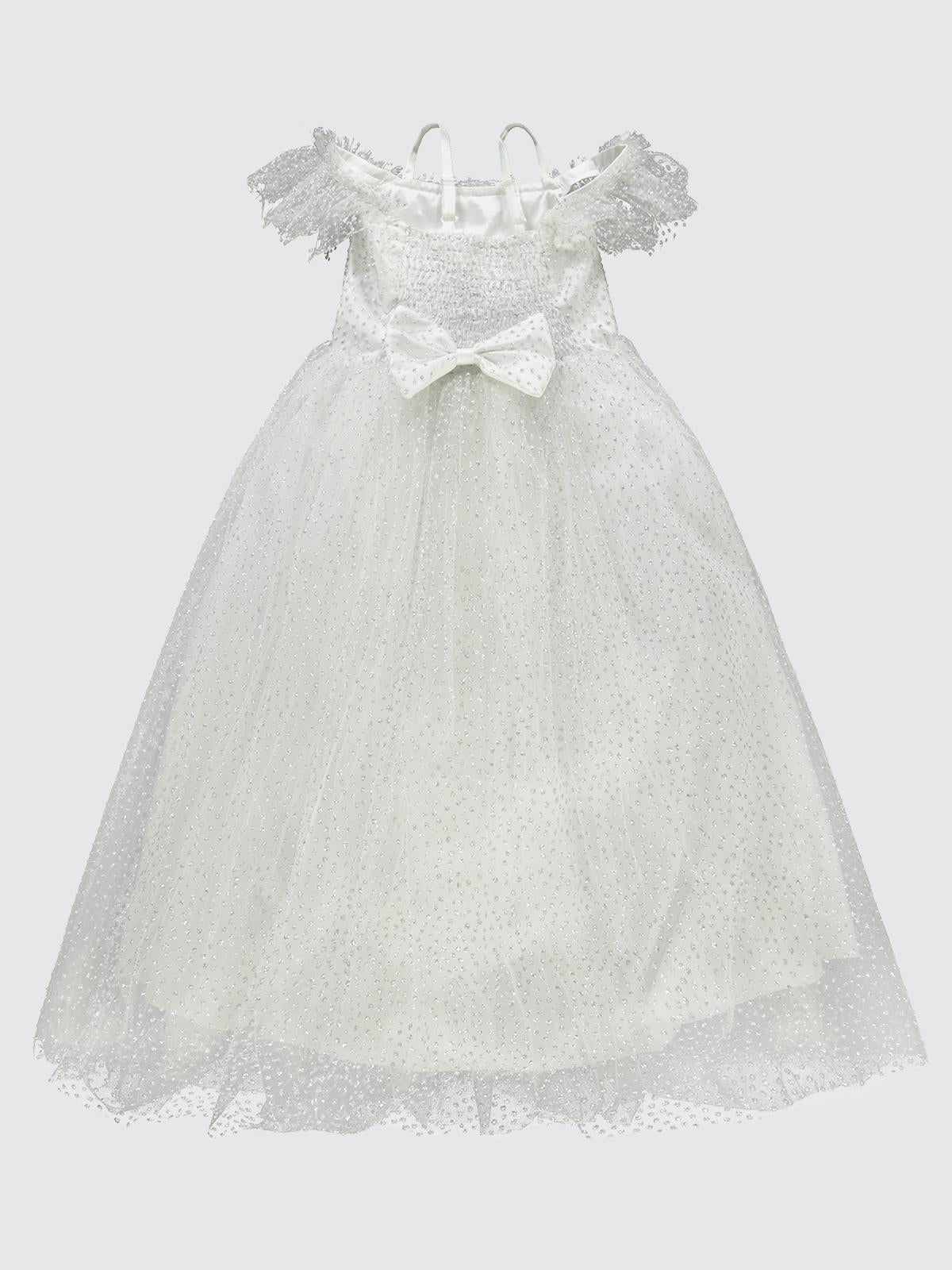 Civil Girls Çiçek Aksesuarlı 6-9 Yaş Abiye - Bej