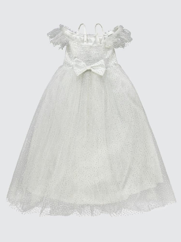 Civil Girls Çiçek Aksesuarlı 6-9 Yaş Abiye - Bej