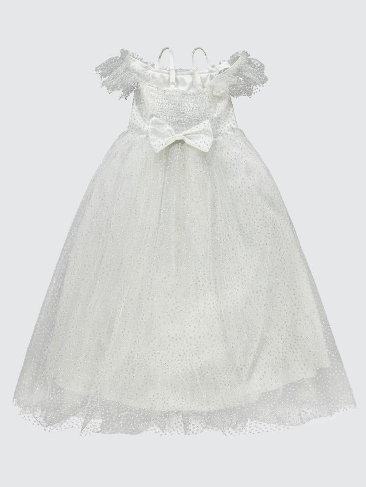 Civil Girls Çiçek Aksesuarlı 6-9 Yaş Abiye - Bej