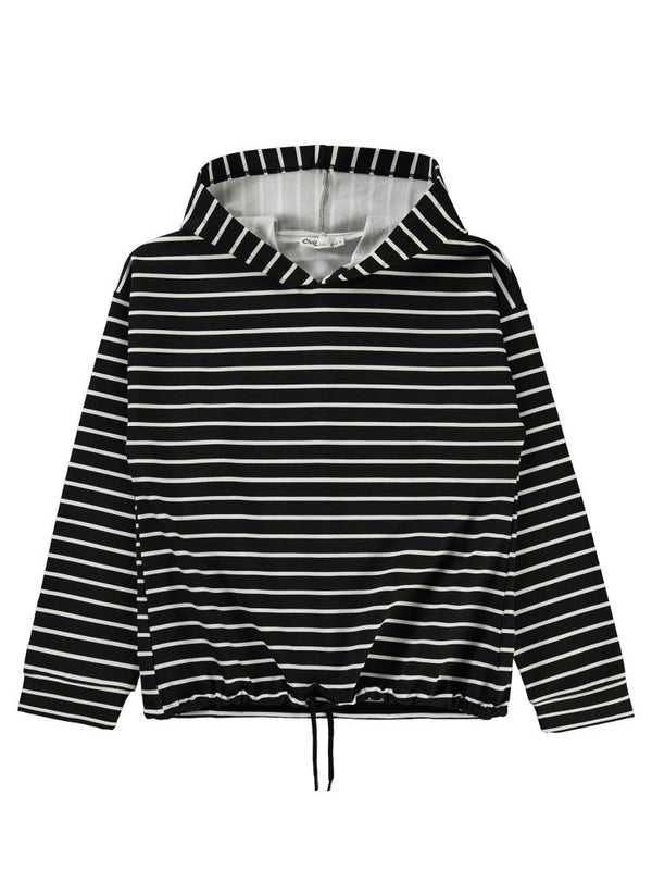Civil Girls 2 İplik Çizgili 10-13 Yaş Sweatshirt - Siyah