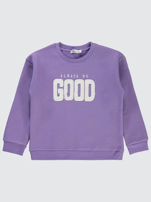 Civil Girls Good Nakışlı 6-9 Yaş Sweatshirt - Lila