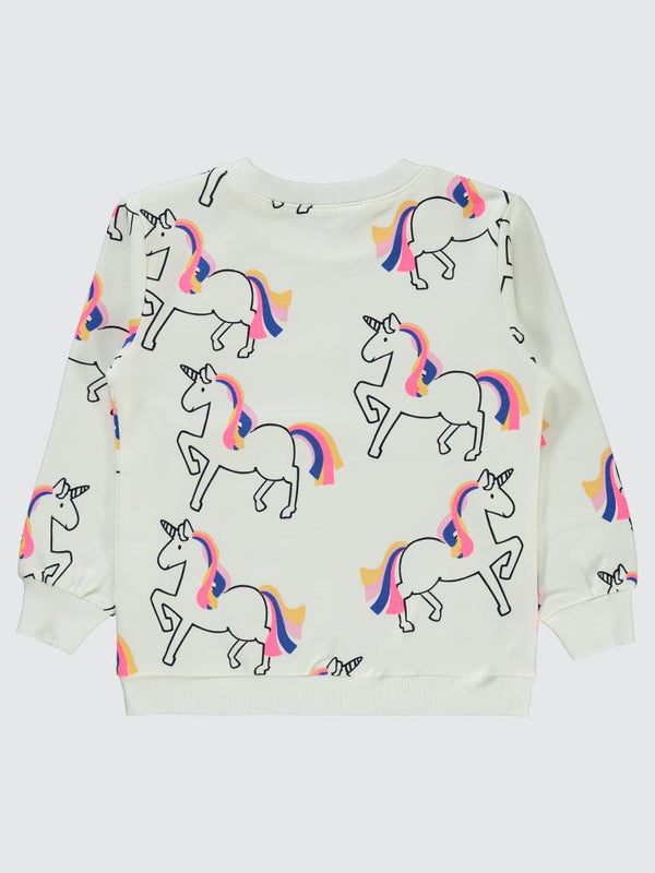 Civil Girls Renkli Unicorn Empirme 2-5 Yaş Sweatshirt - Ekru