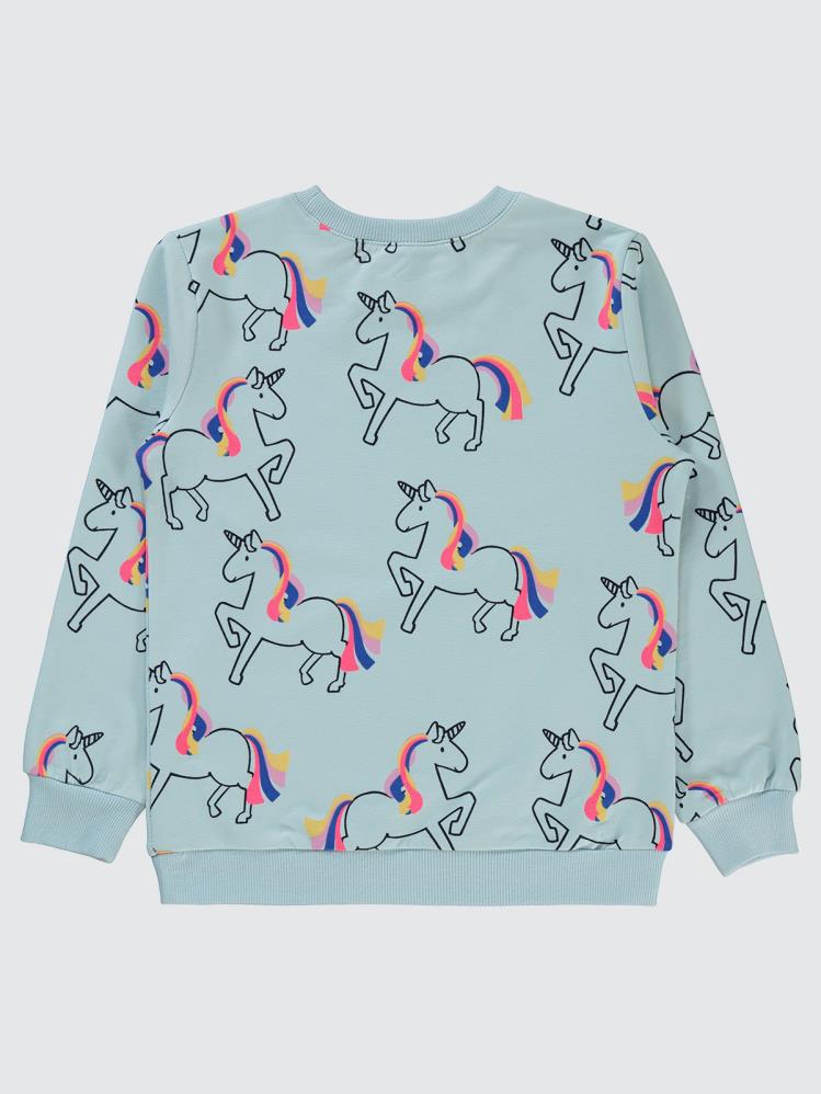 Civil Girls Renkli Unicorn Empirme 6-9 Yaş Sweatshirt - Mavi