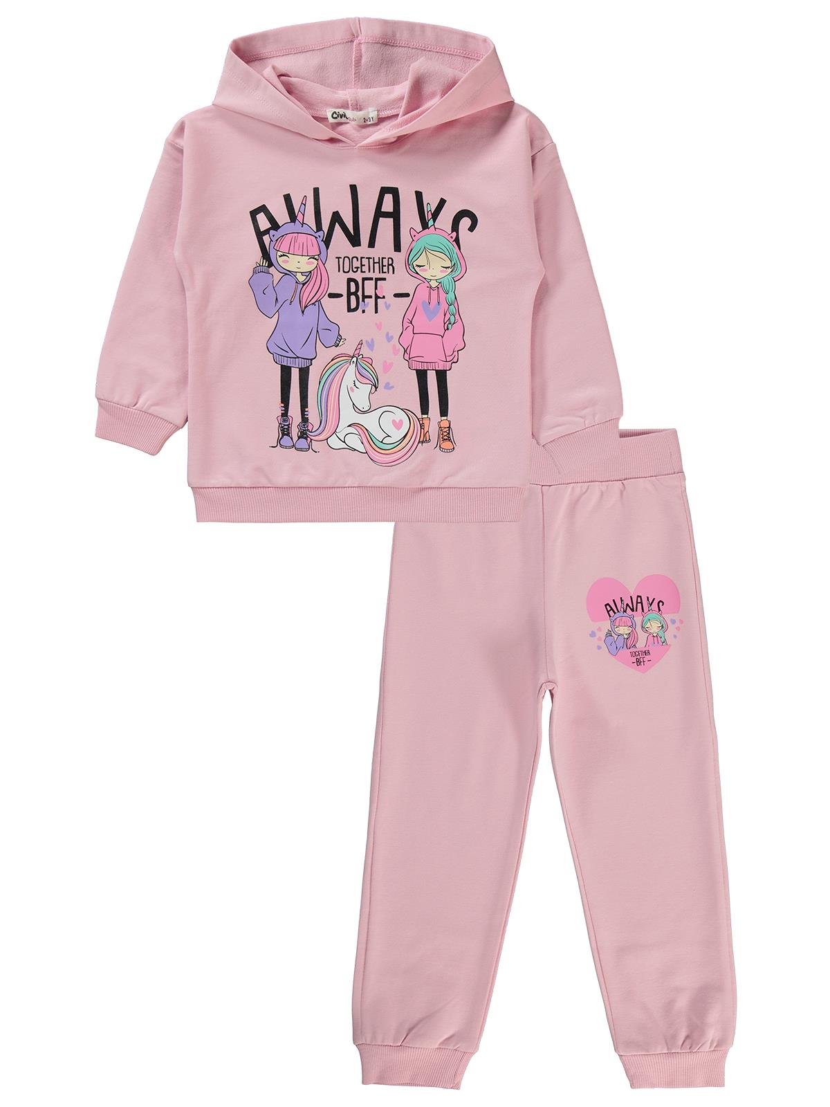 Civil Girls Always Anime Baskılı 2-5 Yaş Eşofman Takımı - Pembe