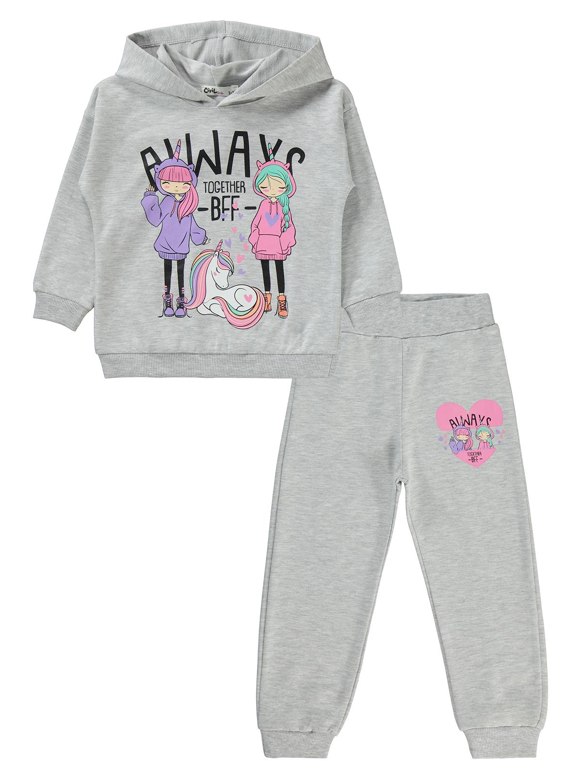 Civil Girls Always Anime Baskılı 2-5 Yaş Eşofman Takımı - Gri