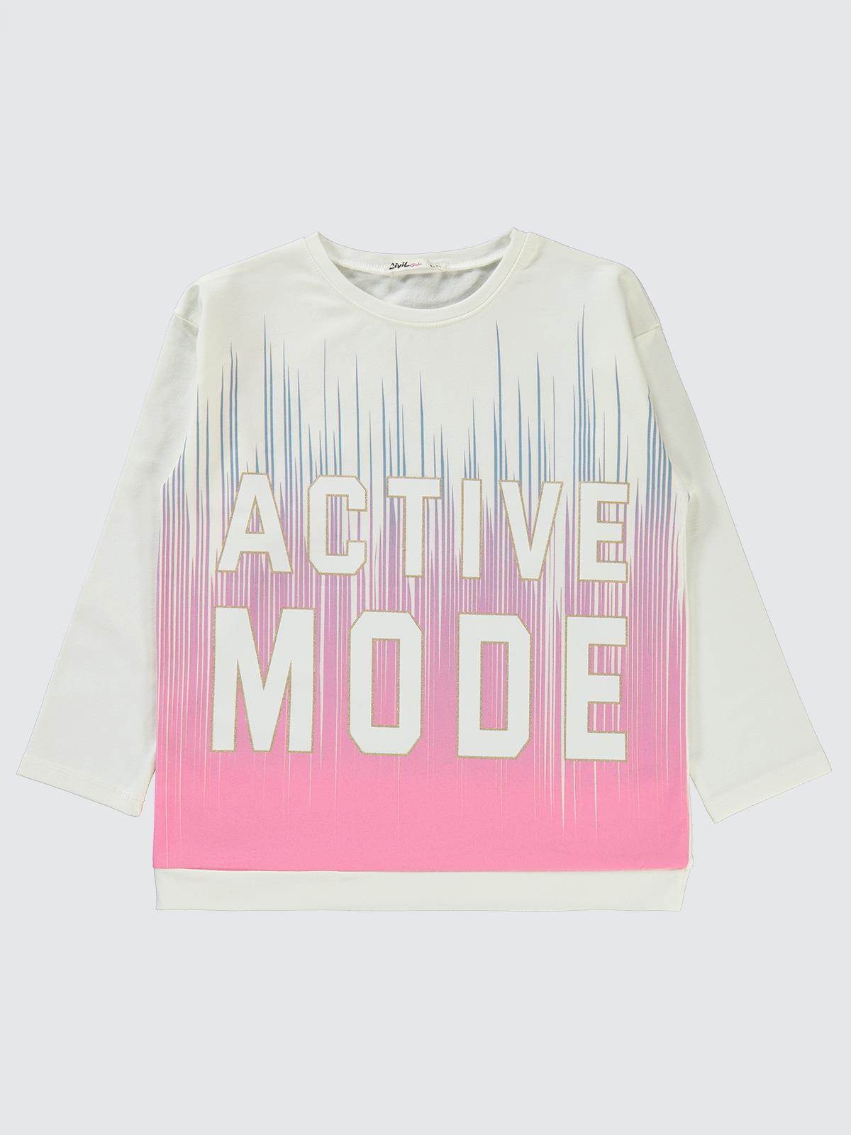 Civil Kız Çocuk Active Mode Baskılı Sweatshirt | Okul Kreş ve Günlük Kullanım - Kırık Beyaz