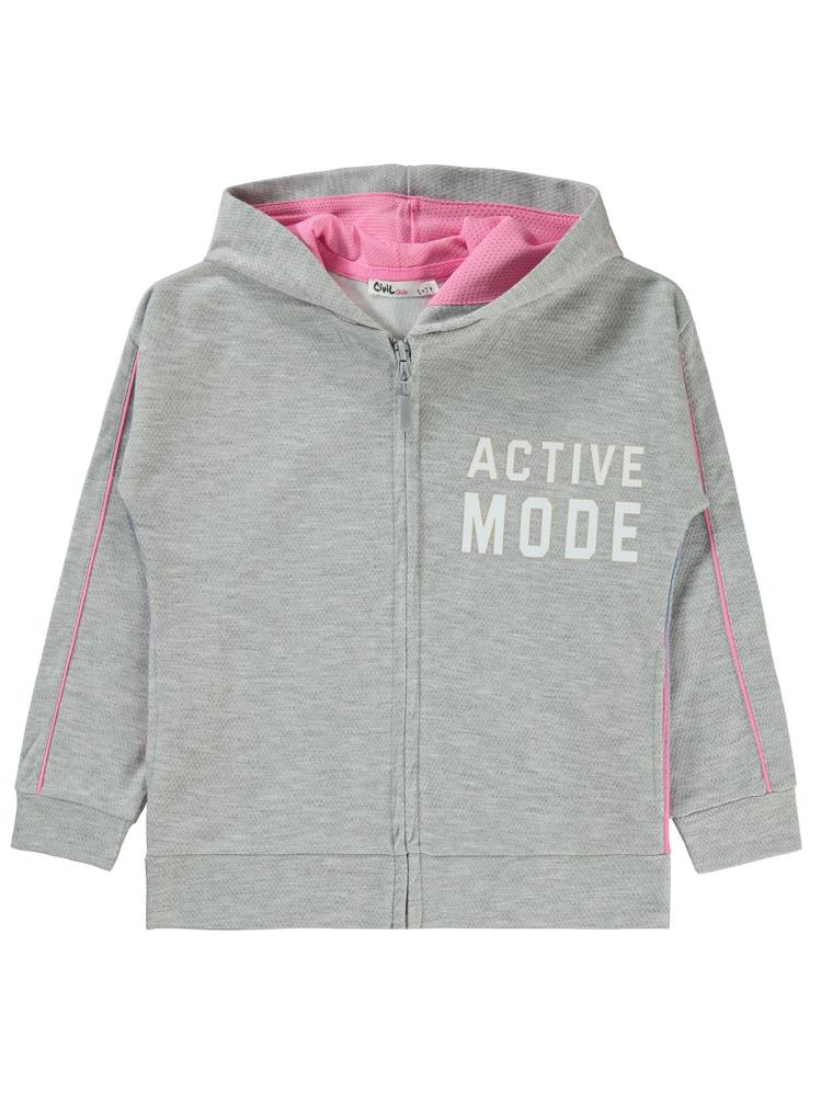 Civil Girls Active Mode Baskılı 6-9 Yaş Hırka - Gri