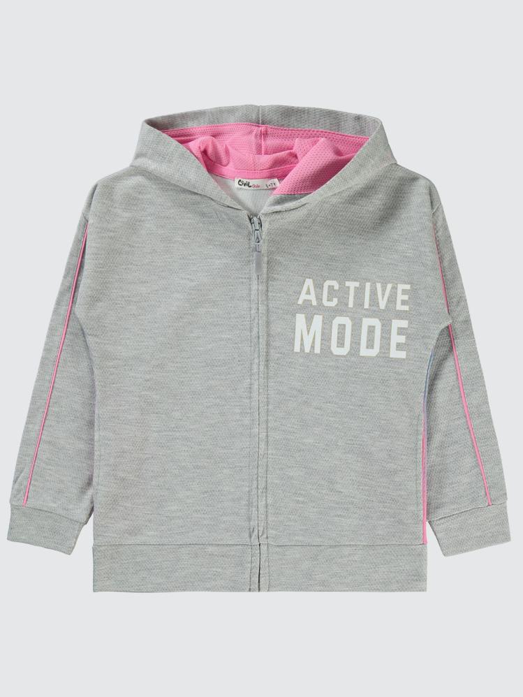 Civil Girls Active Mode Baskılı 6-9 Yaş Hırka - Gri