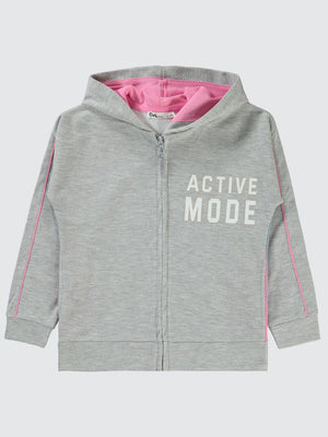 Civil Girls Active Mode Baskılı 6-9 Yaş Hırka - Gri