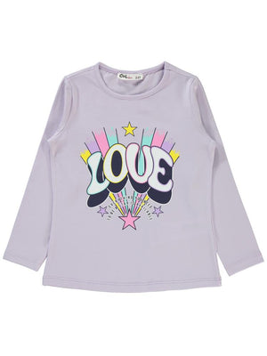 Civil Girls Love Baskılı 2-5 Yaş Sweatshirt - Lila