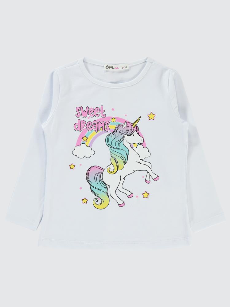 Civil Girls Sweet Dreams Baskılı 2-5 Yaş Sweatshirt - Beyaz