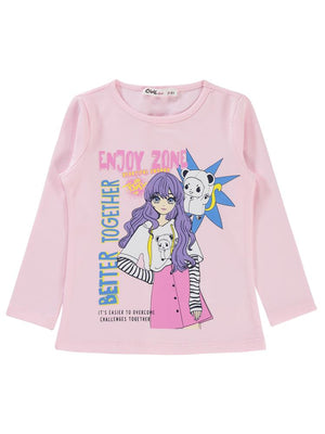 Civil Girls Better Together Baskılı 2-5 Yaş Sweatshirt - Pudra