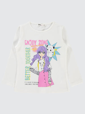 Civil Girls Better Together Baskılı 2-5 Yaş Sweatshirt - Ekru