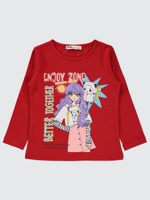 Civil Girls Better Together Baskılı 2-5 Yaş Sweatshirt - Kırmızı