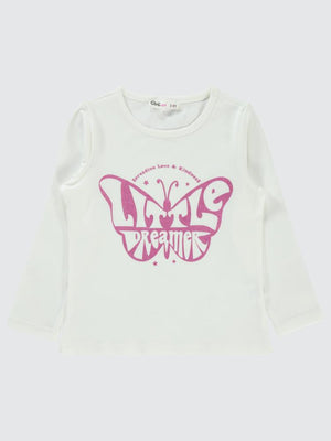 Civil Girls Little Dreamer Baskılı 2-5 Yaş Sweatshirt - Ekru