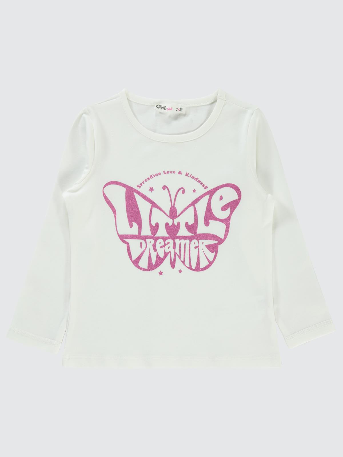 Civil Girls Little Dreamer Baskılı 2-5 Yaş Sweatshirt - Ekru