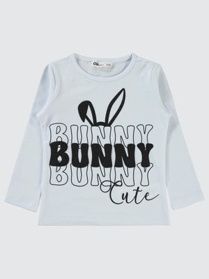 Civil Girls Bunny Baskılı 2-5 Yaş Sweatshirt - Beyaz