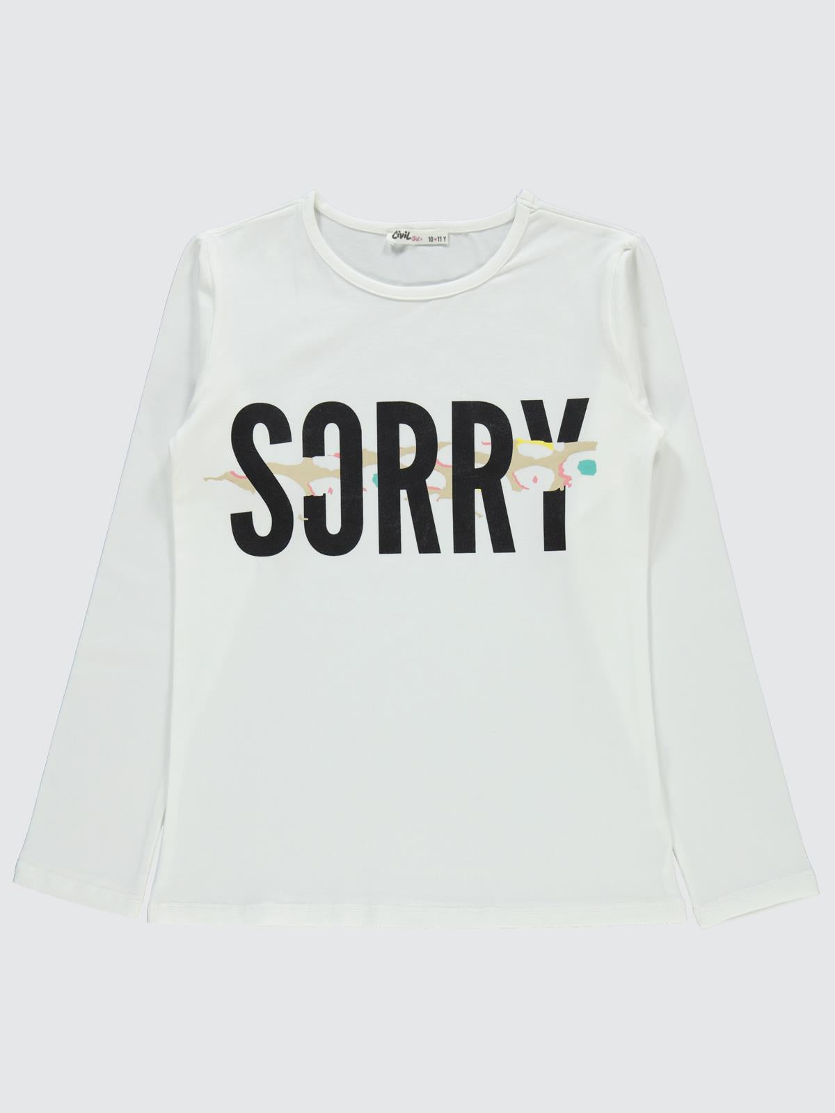 Civil Girls Sorry Baskılı 10-13 Yaş Sweatshirt - Ekru