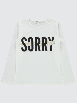 Civil Girls Sorry Baskılı 10-13 Yaş Sweatshirt - Ekru