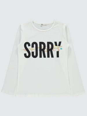 Civil Girls Sorry Baskılı 10-13 Yaş Sweatshirt - Ekru