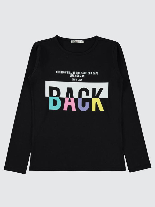 Civil Girls Back Baskılı 10-13 Yaş Sweatshirt - Siyah