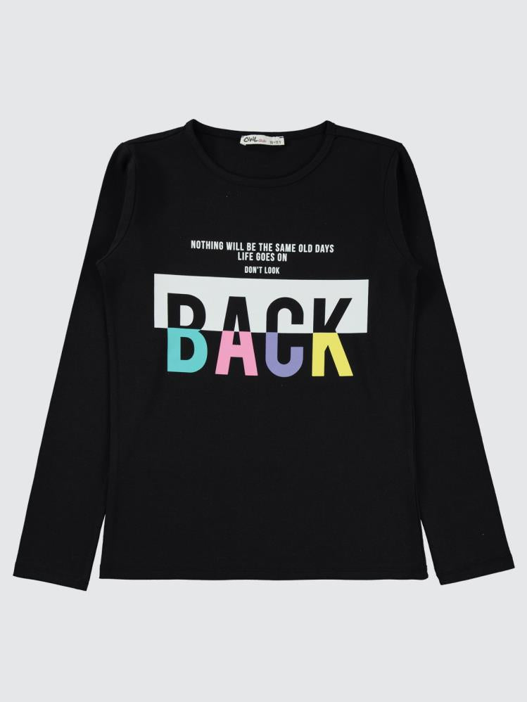 Civil Girls Back Baskılı 10-13 Yaş Sweatshirt - Siyah